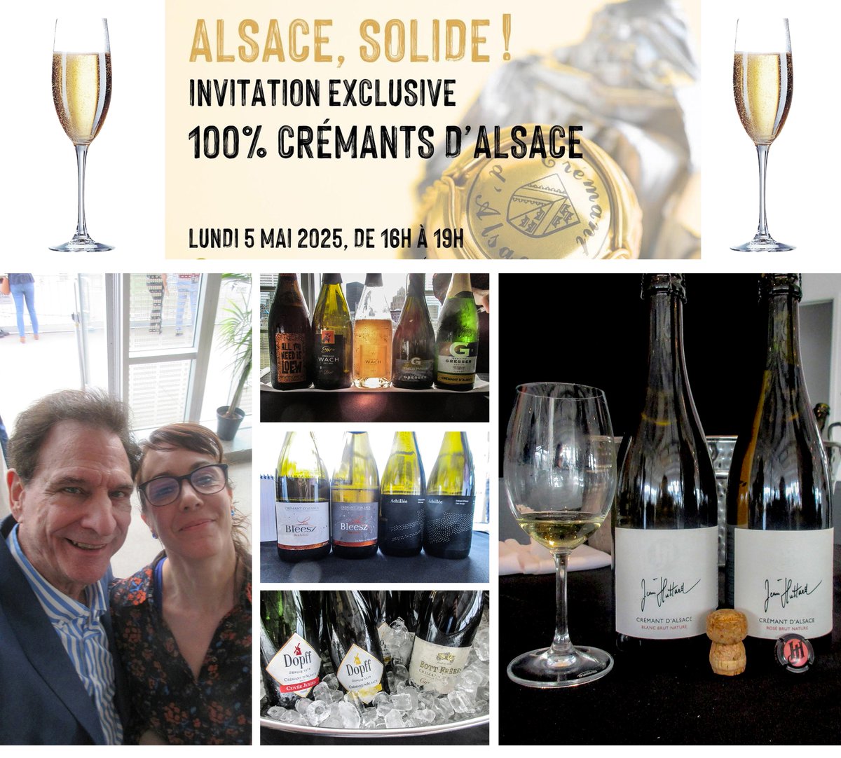.
𝐋𝐮𝐧𝐝𝐢 𝐥𝐞 𝟓 𝐦𝐚𝐢 𝟐𝟎𝟐𝟓: Dégustation dans le Vieux-Port de Montréal de 𝟔𝟎 𝐜𝐫é𝐦𝐚𝐧𝐭𝐬 𝐝'𝐀𝐥𝐬𝐚𝐜𝐞, soit 10 fois plus qu'il y en a en inventaire à la SAQ! Pourtant les vins effervescents représentent 36% de la production alsacienne. Il y a plusieurs pépites