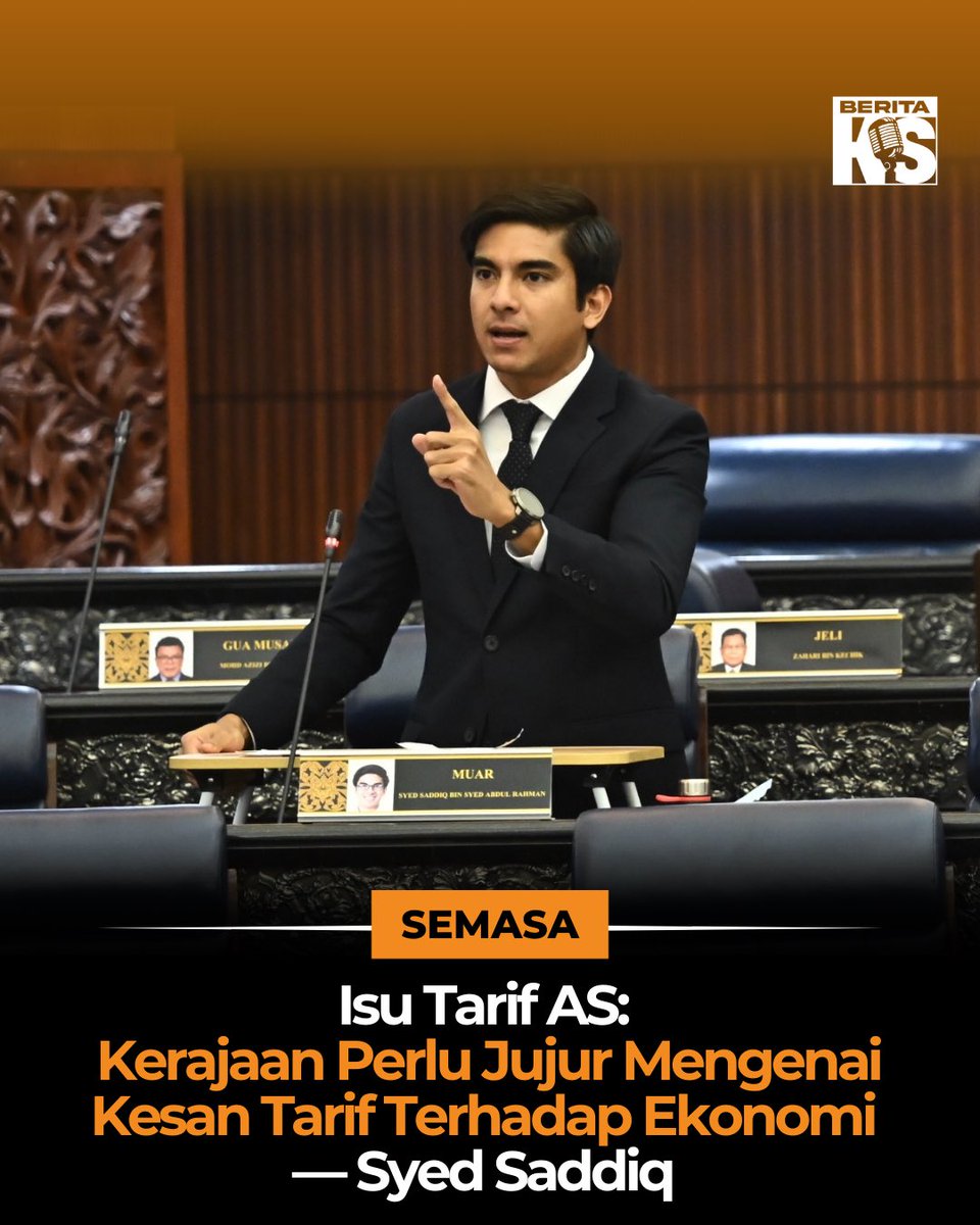 KUALA LUMPUR, 6 Mei – Ahli Parlimen Muar, Syed Saddiq menggesa kerajaan bersikap jujur kepada rakyat mengenai kesan tarif AS, terutamanya terhadap industri semikonduktor serta sektor elektrik dan elektronik (E&amp;E) negara.

Beliau berkata, meskipun kesannya dijangka menyukarkan