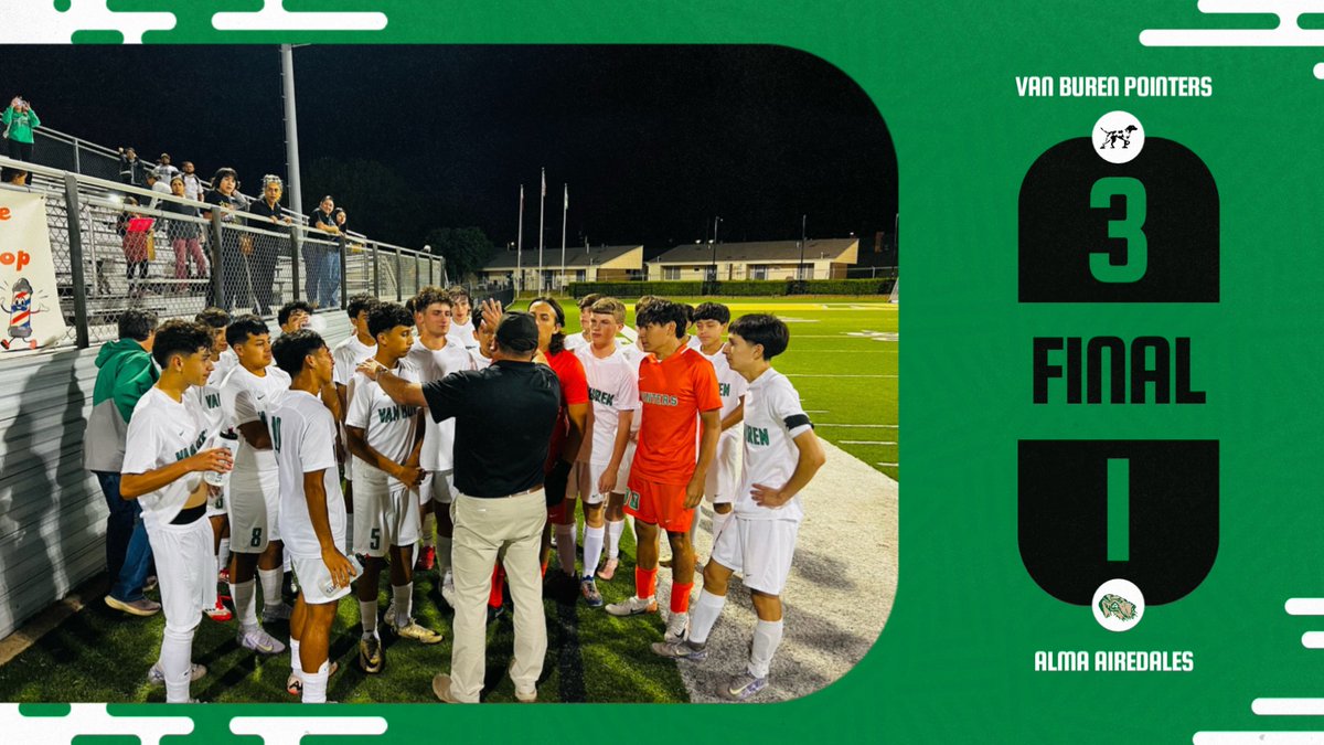VBSD Activities/Athletics (@vbsdactivities) on Twitter photo FINAL!
<a href="/VBHSboyssoccer/">Van Buren Pointers Boys Soccer</a> takes care of business with a 3-1 W over Alma! Santiago Dela Fuente, Kho Phalakhone and Said Mendez with the GOALS! FINAL!
<a href="/VBHSboyssoccer/">Van Buren Pointers Boys Soccer</a> takes care of business with a 3-1 W over Alma! Santiago Dela Fuente, Kho Phalakhone and Said Mendez with the GOALS!