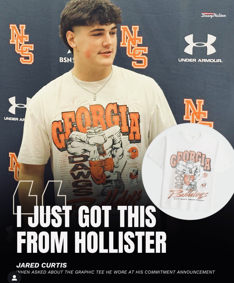 #1 QB in the country announces his commitment by unveiling a UGA Hollister Collegiate T courtesy of Postgame x Hollister.  #NIL #NSD25 #SportsMarketing

instagram.com/p/DJSoWPBs70h/…