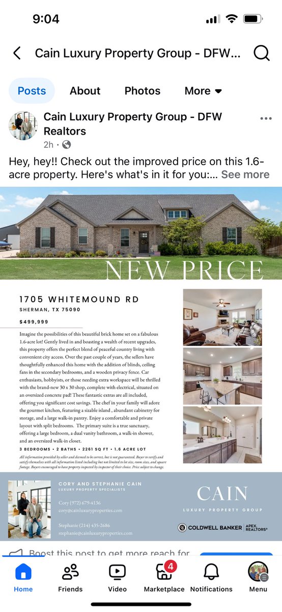 Two great homes, two great price reductions!  The aggressive pricing shows how motivated our sellers are, call us and schedule your private tour! 
#CainLuxuryPropertyGroup #NorthTexasRealEstate #DFWRealEstate #GraysonCounty #CoachCainTheRealtor