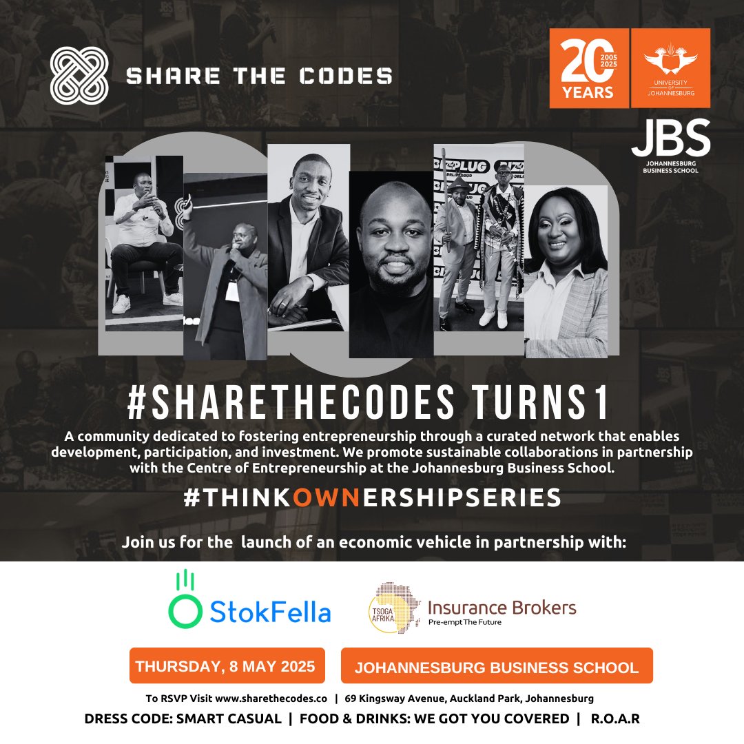 StokFellaSA (@stokfellasa) on Twitter photo Big things are happening at StokFella! Catch us this Thursday at #ShareTheCodes as we take the next bold step by launching something powerful, transforming the stokvel economy.
📍 Johannesburg Business School
đź“… 8 May, 6pm-9pm
RSVP here: lu.ma/89kpt3gr
#TheLaunchpadParty Big things are happening at StokFella! Catch us this Thursday at #ShareTheCodes as we take the next bold step by launching something powerful, transforming the stokvel economy.
📍 Johannesburg Business School
đź“… 8 May, 6pm-9pm
RSVP here: lu.ma/89kpt3gr
#TheLaunchpadParty