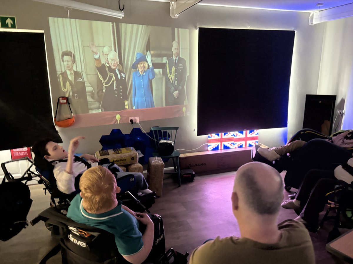 Yesterday was the start of our #VEDay80  commemorations at Cheddle Lodge.

Our residents enjoyed listening to a themed playlist, playing musical instruments and dancing. They loved watching the red arrows and waving to the king.