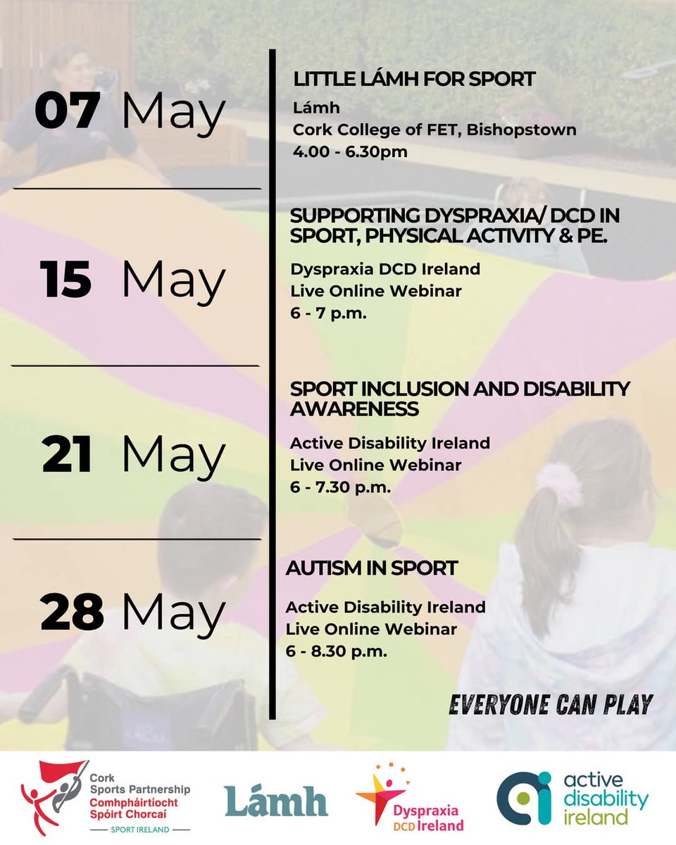 Sinéad Crowley (@sinead_crowley) on Twitter photo MayAbility with <a href="/CorkSports/">Cork Sports Partnership</a>
Courses available to everyone.
Contact Sinéad Kelly, Sports Inclusion Disability Officer, at skelly@corksports.ie or 083 4115663 / 021 434 7096
More information also available at:
corksports.ie/latest-news/su…
#GAAForAll #GAAInclusion #GAABelong MayAbility with <a href="/CorkSports/">Cork Sports Partnership</a>
Courses available to everyone.
Contact Sinéad Kelly, Sports Inclusion Disability Officer, at skelly@corksports.ie or 083 4115663 / 021 434 7096
More information also available at:
corksports.ie/latest-news/su…
#GAAForAll #GAAInclusion #GAABelong
