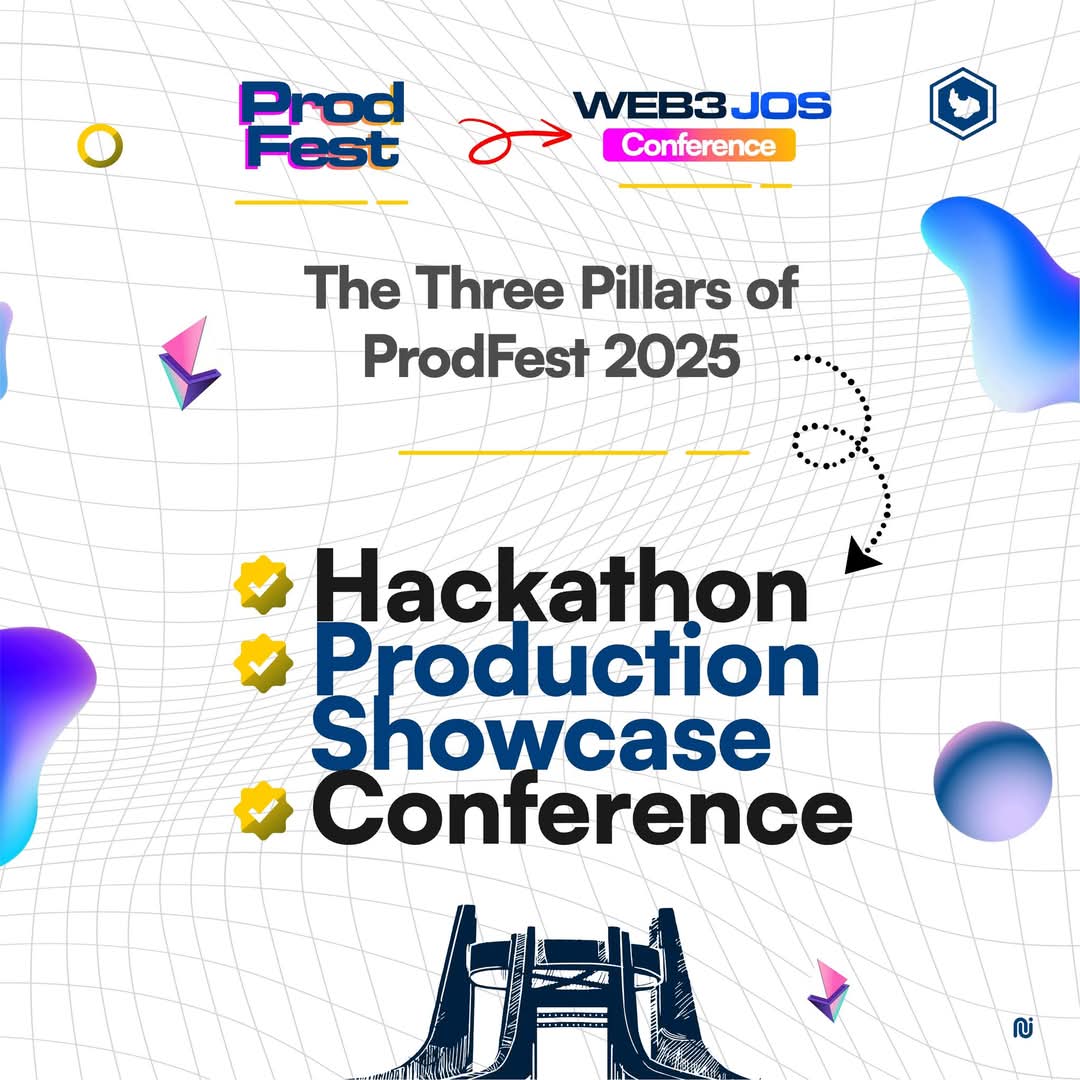 ProdFest 2025: Three Experiences, One Revolutionary Event

ProdFest brings together:

1️. Hackathon (Aug 19-21): Build solutions for real African challenges

2. Product Showcase (All 5 days): Exhibition of top blockchain innovations

3. Conference (Aug 22-23): Learn from