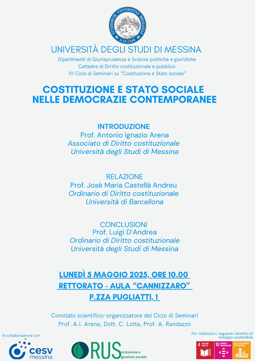 GEDECO - EUCODEM (@gedecoub) on Twitter photo Ayer el Dr. Josep Maria Castellà, Catedrático de D. Constitucional en <a href="/Dret_UB/">Facultat de Dret UB</a>, participó en el Seminario "Costituzione e Stato sociale nelle democrazie contemporanee" organizado por la Cátedra de Derecho Constitucional y Público de la <a href="/unimessina/">Università degli Studi di Messina</a>. Ayer el Dr. Josep Maria Castellà, Catedrático de D. Constitucional en <a href="/Dret_UB/">Facultat de Dret UB</a>, participó en el Seminario "Costituzione e Stato sociale nelle democrazie contemporanee" organizado por la Cátedra de Derecho Constitucional y Público de la <a href="/unimessina/">Università degli Studi di Messina</a>.