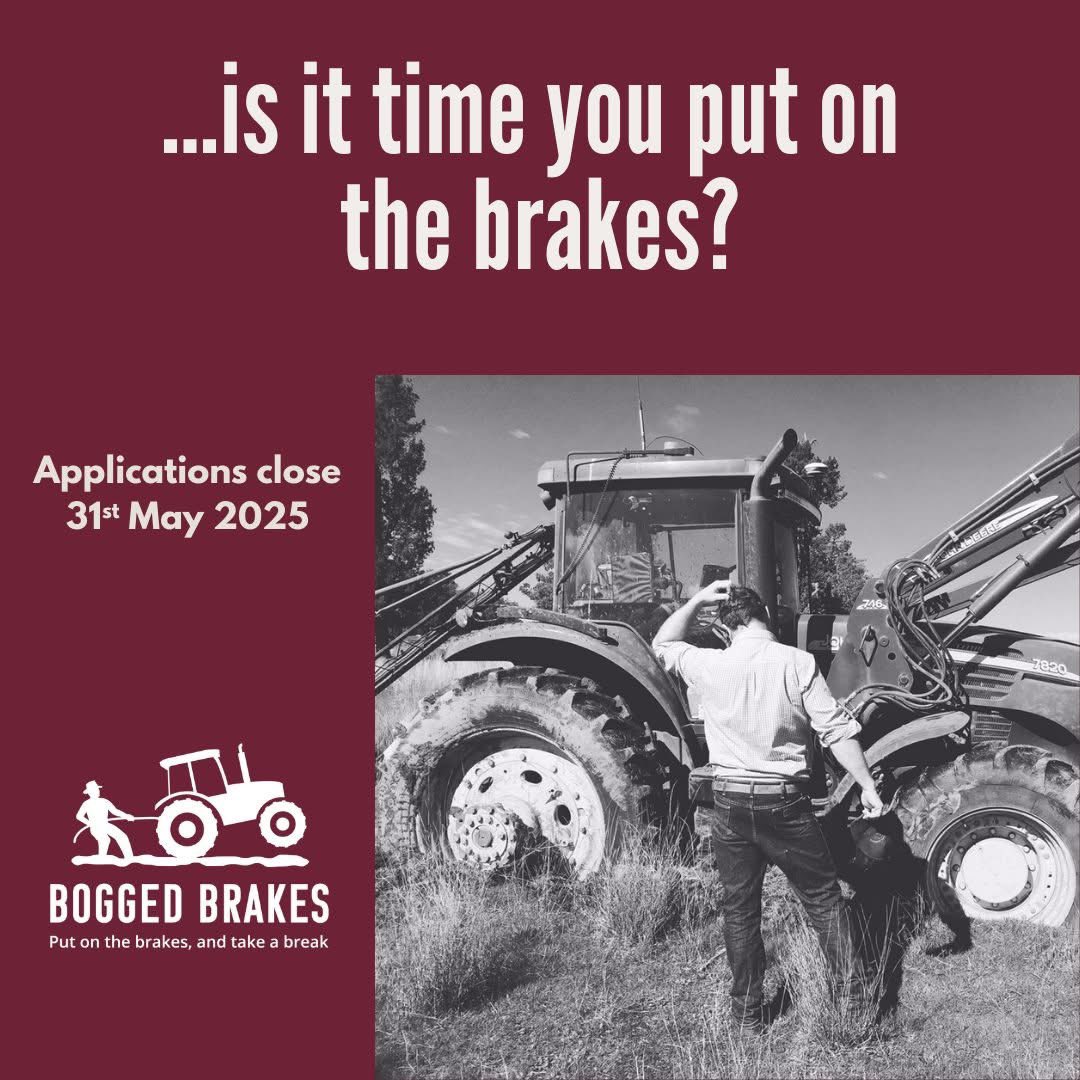 25 days left to apply for Bogged Brakes!
We know there are lots of blokes doing it tough &amp; we’d love to see more applications from primary producers.
You’ll learn skills to help yourself &amp; your mates.

Details on our website. 

#areyouboggedmate 
#boggedbrakes