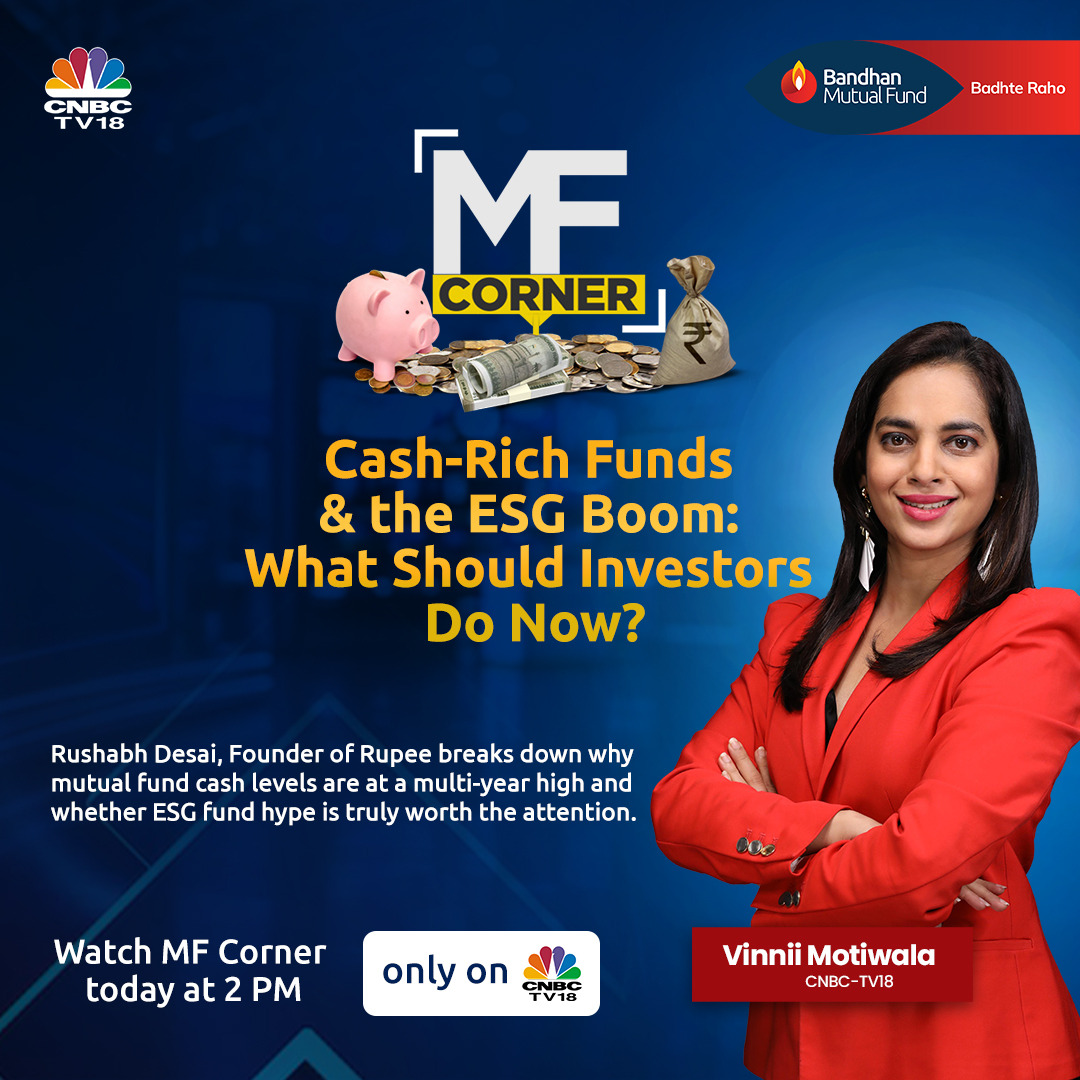 CNBC-TV18 (@cnbctv18news) on Twitter photo Cash-Rich Funds & the ESG Boom: What Should Investors Do Now?
Are mutual fund cash levels signaling a shift? And is the ESG fund hype justified?
Tune in as <a href="/rooshabh11/">Rushabh Desai</a> , Founder of Rupee, breaks it all down with on <a href="/vinnii_motiwala/">Vinnii Motiwala</a> MF Corner.
Watch it tomorrow at 2 PM — only Cash-Rich Funds & the ESG Boom: What Should Investors Do Now?
Are mutual fund cash levels signaling a shift? And is the ESG fund hype justified?
Tune in as <a href="/rooshabh11/">Rushabh Desai</a> , Founder of Rupee, breaks it all down with on <a href="/vinnii_motiwala/">Vinnii Motiwala</a> MF Corner.
Watch it tomorrow at 2 PM — only