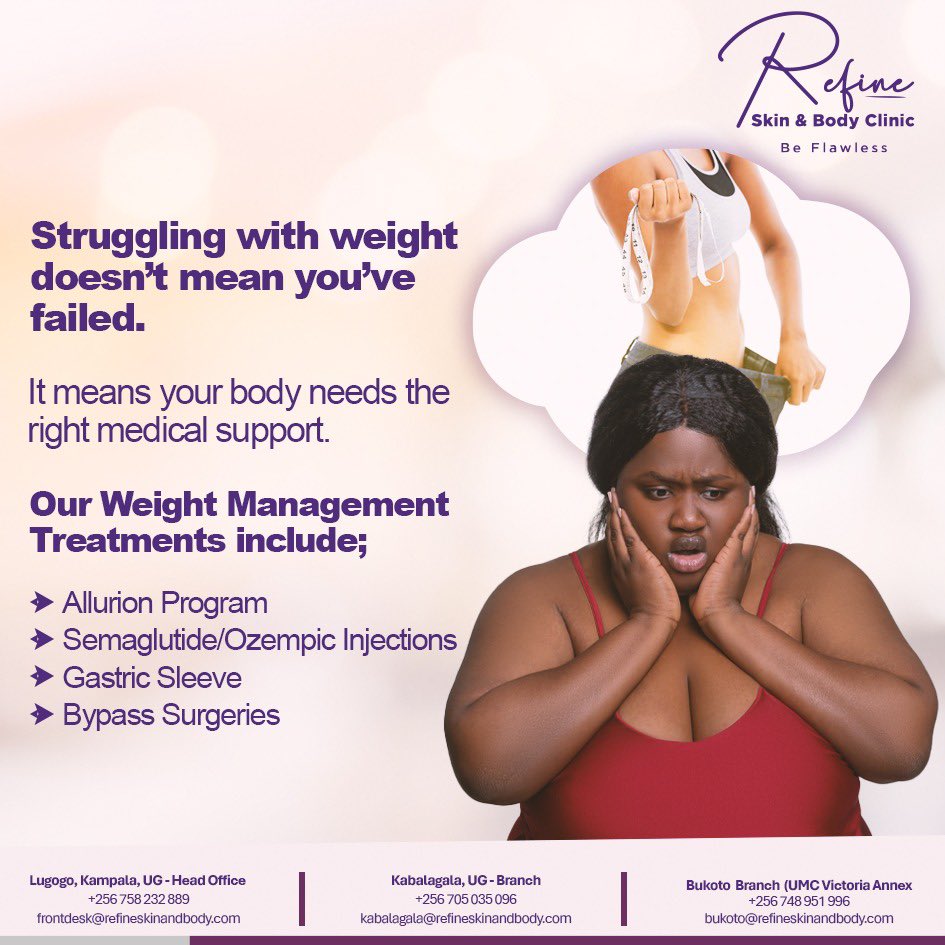 RefineClinicUG's tweet photo. Your weight journey isn’t a solo mission, it’s a team effort between you & science.
Whether it’s the Allurion Program, Semaglutide magic or expert surgical care, we’ve got your back.
#AllurionProgram
#Semaglutide
#GastricSleeve https://t.co/H4nwktllGq