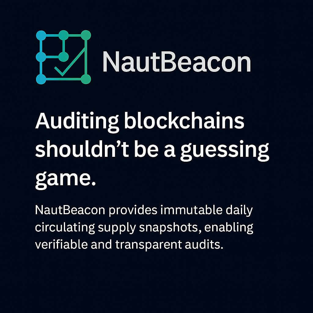 21nauts's tweet image. Think you know your circulating supply?
Here’s why you probably don’t. 🧵

- Circulating ≠ total
- Most chains don’t track staking, vesting, locked tokens natively
- Coin trackers rely on unverifiable submissions

#Web3Audit #blockchaintransparency