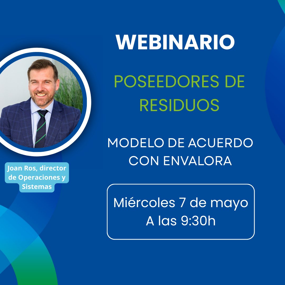 🧐 Si eres poseedor final de residuos de envases...

y quieres que te bonifiquemos por ello...😌 , 

📅 💻 mañana, nuestro director de Operaciones y Sistemas, Joan Ros Beltrán, explicará en directo el modelo de acuerdo ENVALORA-Poseedor Final

🖊️ https://lnkd.in/dBp2aMqU