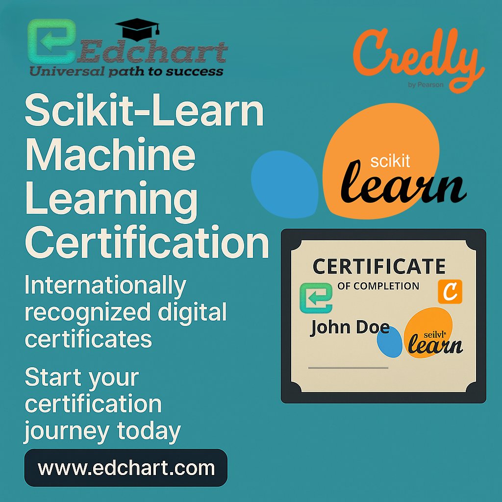 edchartcom's tweet image. Boost your AI career with the Scikit-Learn Machine Learning Certification
🎯 Take the Free Certification Exam : edchart.com/certificate/sc…
🏅 Earn a Globally Recognized Digital Badge : credly.com/org/edchart-te…
#ScikitLearn #MachineLearningCertification #PythonML #DataScience