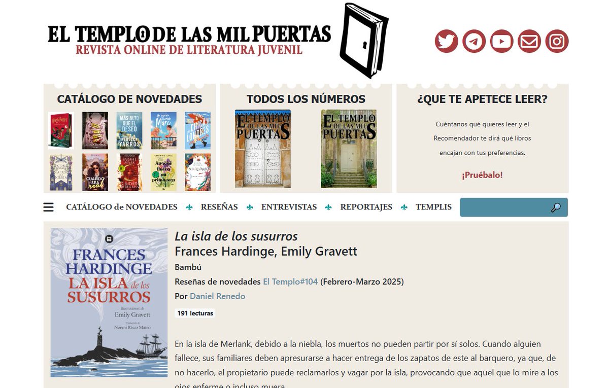 EditorialCasals (@editorialcasals) on Twitter photo 💥 "No cabe duda de que, con #EditorialBambú, 🖊️Frances Hardinge está en muy buenas manos, y nosotros, lectores grandes y pequeños, no tenemos nada que temer al adentramos en una de sus ficciones"
Esto es lo que dice <a href="/DanielRenedo/">Daniel Renedo</a> de 📚LA ISLA DE LOS SUSURROS, de 💥 "No cabe duda de que, con #EditorialBambú, 🖊️Frances Hardinge está en muy buenas manos, y nosotros, lectores grandes y pequeños, no tenemos nada que temer al adentramos en una de sus ficciones"
Esto es lo que dice <a href="/DanielRenedo/">Daniel Renedo</a> de 📚LA ISLA DE LOS SUSURROS, de