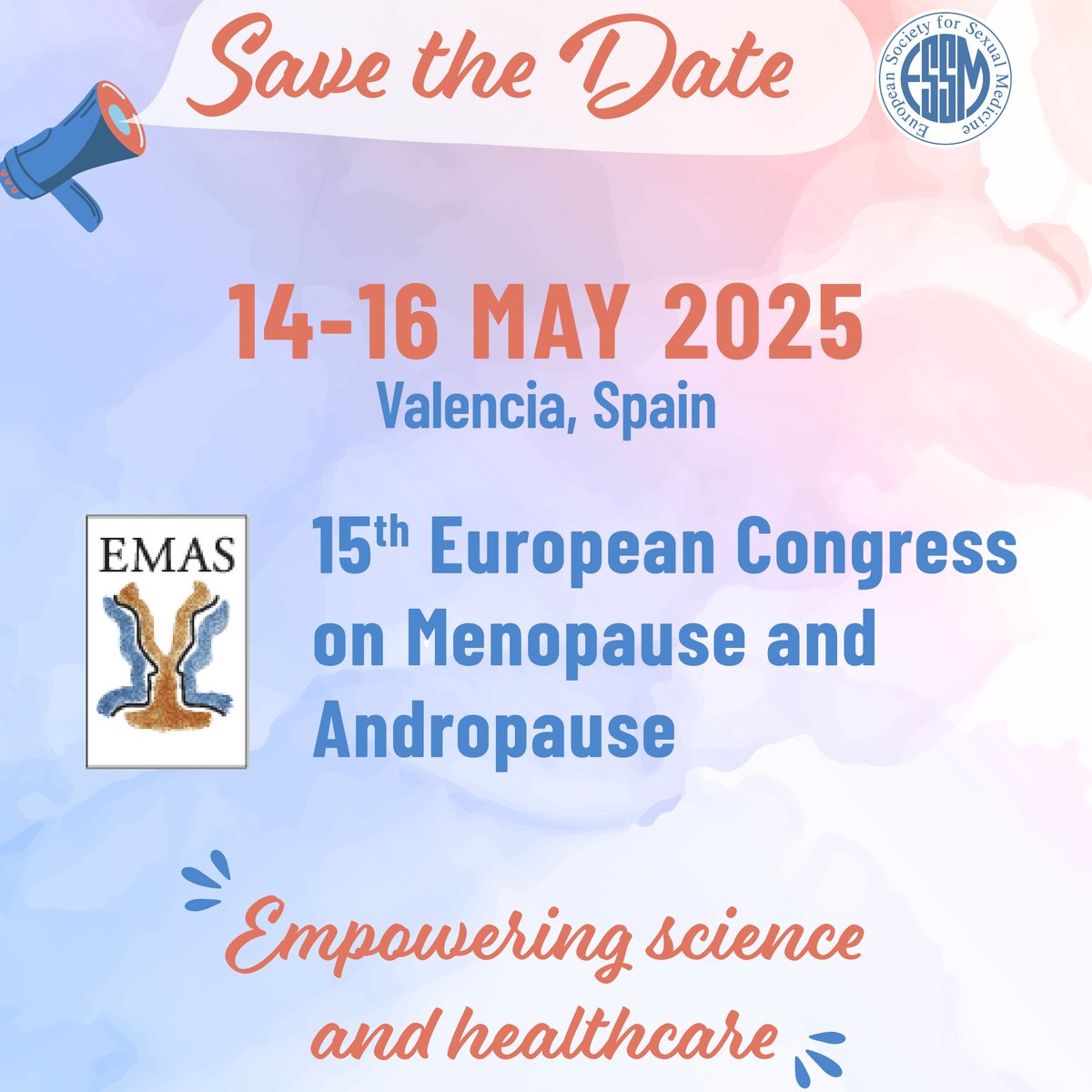 European Society for Sexual Medicine (ESSM) (@essm_tweets) on Twitter photo The 15th <a href="/emas_online/">European Menopause and Andropause Society (EMAS)</a> Congress will take place in #Valencia.
A key event to explore the latest in midlife health Science-driven programme, clinical insights, expert debates & practical education 📚
🔗 2025.emas-online.org
#Menopause #Andropause #EMAS2025 #MedicalCongress The 15th <a href="/emas_online/">European Menopause and Andropause Society (EMAS)</a> Congress will take place in #Valencia.
A key event to explore the latest in midlife health Science-driven programme, clinical insights, expert debates & practical education 📚
🔗 2025.emas-online.org
#Menopause #Andropause #EMAS2025 #MedicalCongress