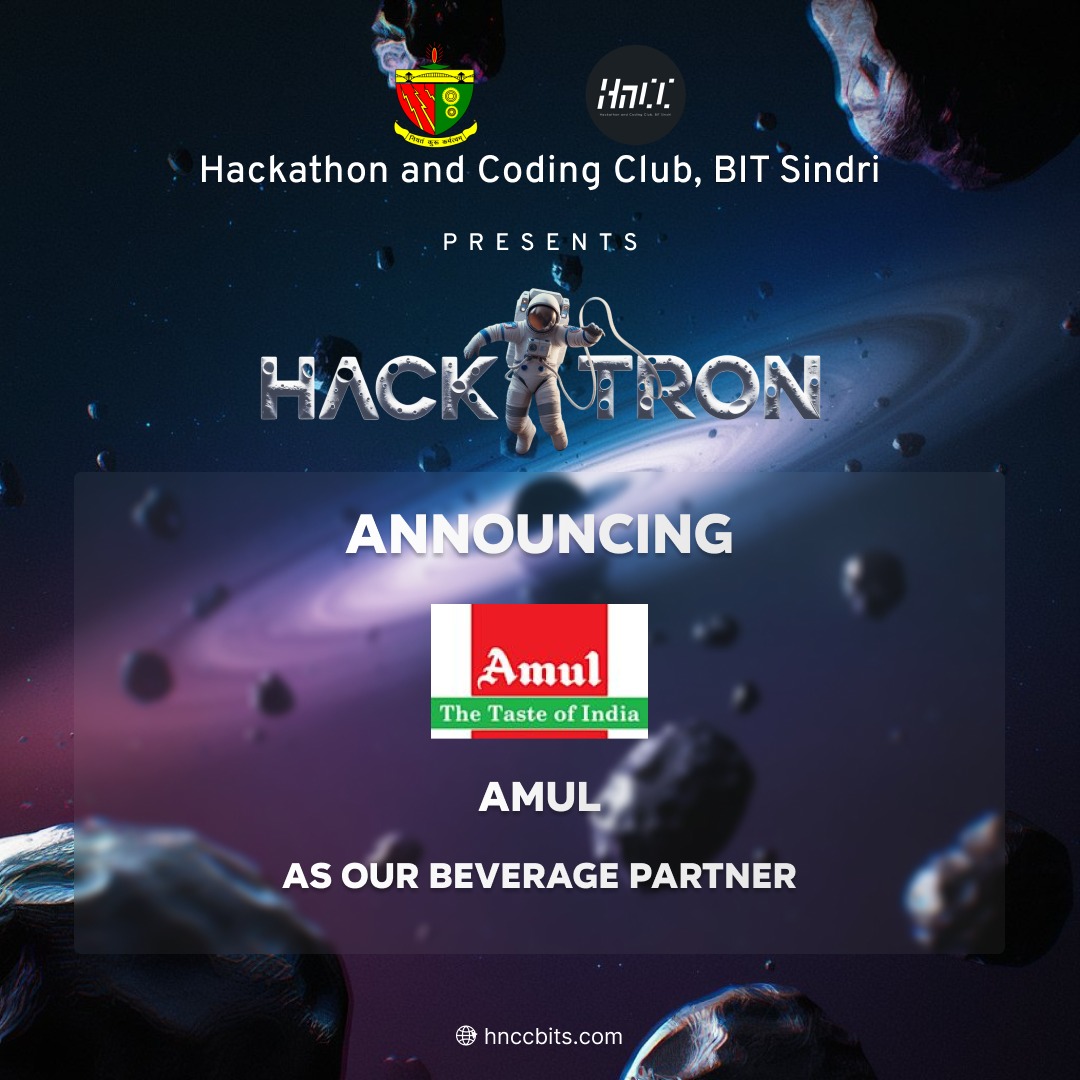 hnccbits's tweet image. Hackathon and Coding Club, BIT Sindri is thrilled to unveil Amul – The Taste of India 🇮🇳 as the official Beverage Partner for HACKATRON!

Stay tuned for more surprises as we countdown to the most electrifying hackathon of the year! 

#Hackatron #HnCC #BITSindri #Amul #Hackathon