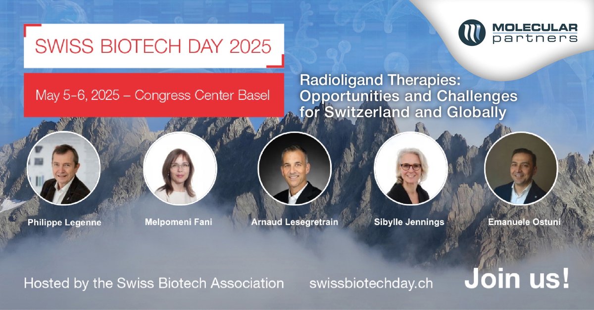We’re looking forward to hosting and participating in a panel discussion on Radioligand therapies at Swiss Biotech Day, on Tuesday May 6 at 15:00-15:45.

👉 linkedin.com/posts/molecula…

#SwissBiotechDay #SBD2025 #Biotech #Conference #Investing #Radiotherapy #DARPin #RadioDARPin