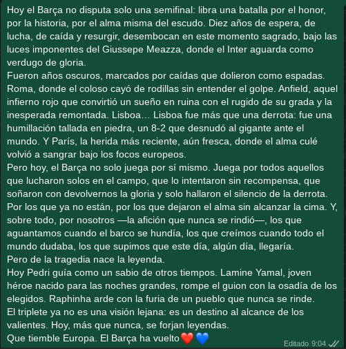 polserranoo's tweet photo. "Que tiemble Europa, el Barça a vuelto❤️💙" https://t.co/luTFs9q3Py