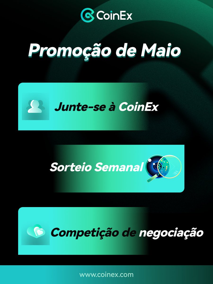 ❣️ Participe da Nossa Promoção de MAIO! ❣️

Neste mês, estamos oferecendo benefícios exclusivos para nossos CoinExers! Confira as atividades e como participar.

1⃣ Siga-nos, Like e RT com #CoinEx
20 usuários podem ganhar 50CET

2⃣ Junte-se à CoinEx
Novos usuários: Clique no link