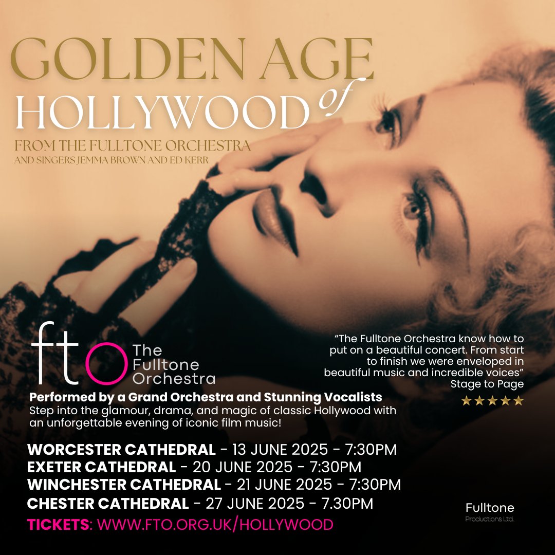 🆕 A new event "The Fulltone Orchestra presents The Golden Age of Hollywood at Exeter Cathedral" has been added to the Exeter Events Calendar at:

exeterviews.co.uk/exeter-events.…

#exeter #devon #devonevents #exeterevents #hollywood  #whatsonexeter #orchestra #ExeterCathedral