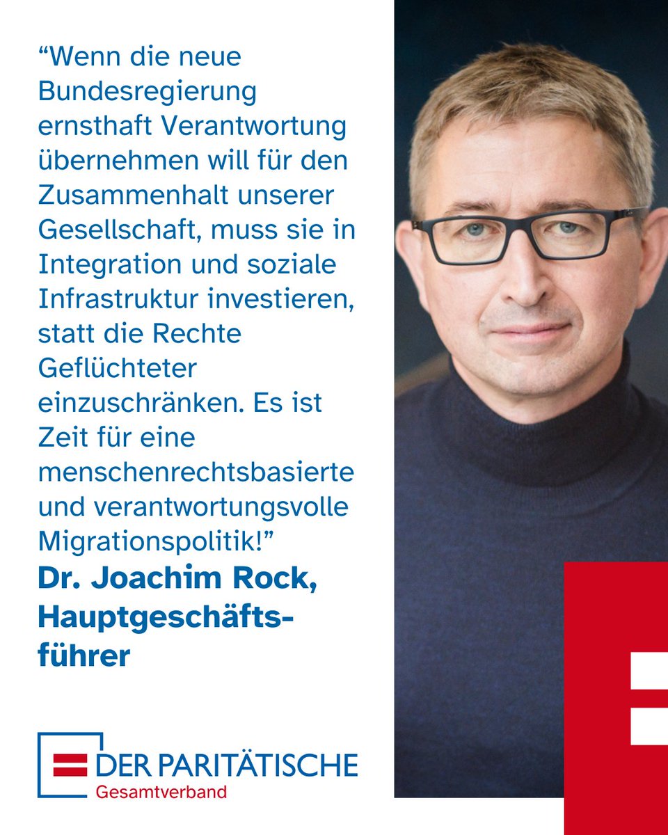 Der Paritätische (@paritaet) on Twitter photo Der Wahlkampf war geprägt von Stimmungsmache gegen Geflüchtete und Zugewanderte. Mit dem heutigen Antritt der neuen Bundesregierung muss damit Schluss sein. Mit <a href="/ProAsyl/">PRO ASYL</a>, <a href="/dgb_news/">DGB - Deutscher Gewerkschaftsbund</a> und 290 weiteren Organisationen fordern wir eine verantwortungsvolle Migrations- und Asylpolitik. Der Wahlkampf war geprägt von Stimmungsmache gegen Geflüchtete und Zugewanderte. Mit dem heutigen Antritt der neuen Bundesregierung muss damit Schluss sein. Mit <a href="/ProAsyl/">PRO ASYL</a>, <a href="/dgb_news/">DGB - Deutscher Gewerkschaftsbund</a> und 290 weiteren Organisationen fordern wir eine verantwortungsvolle Migrations- und Asylpolitik.
