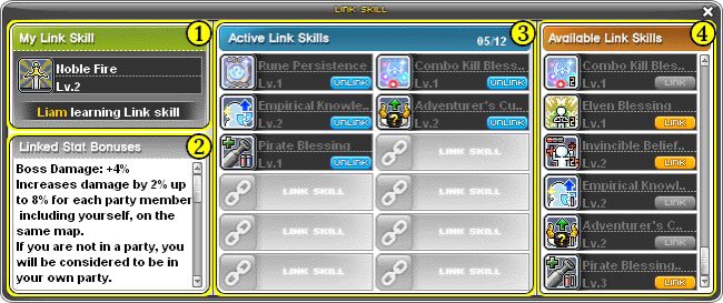 🍄 我们将一起学习关于Link Skill（链接技能）的知识，这是<a href="/MaplestoryU/">MapleStory Universe</a> 中非常重要的一部分，你必须了解并充分利用它。

在MapleStory N中，每个职业都有自己的Link Skill，这些技能可以与你在同一世界的其他角色共享，让他们变得更强大。技能效果会始终作用于角色自身。

🌠链接技能的解锁等级如下：