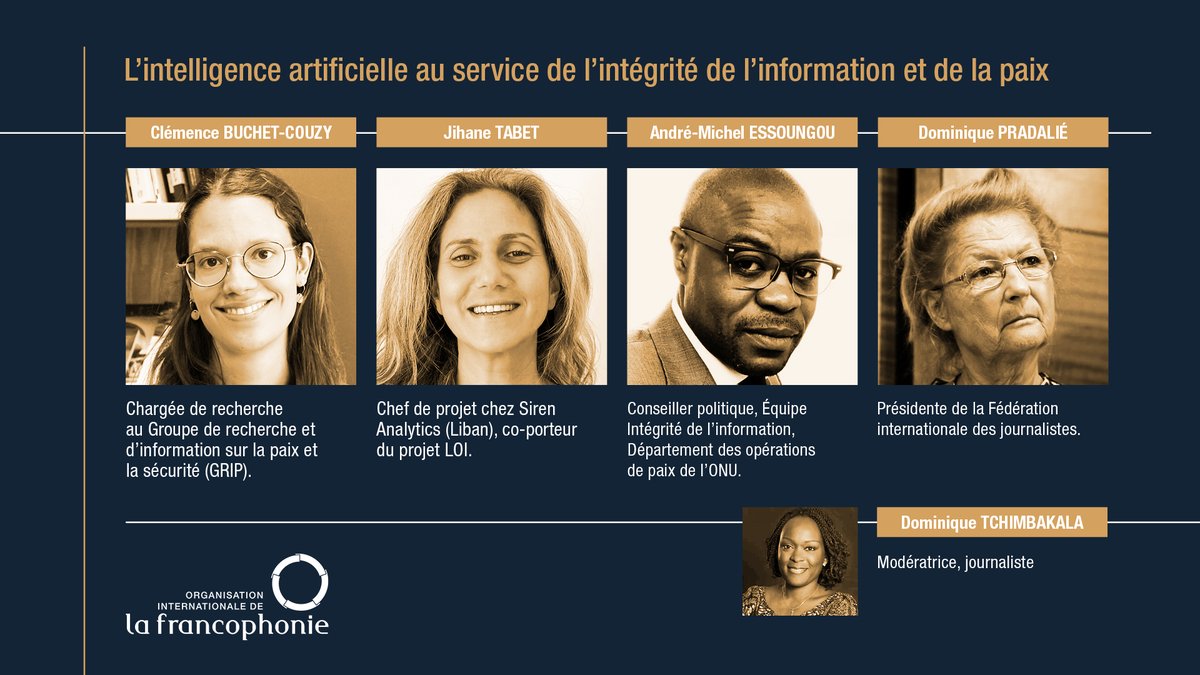 La Francophonie (@oifrancophonie) on Twitter photo Plus que quelques heures avant la rencontre francophone organisée par l’OIF ce 6 mai à Bruxelles, pour aborder les défis et opportunités liés à l’IA en matière d’intégrité de l’information et de paix, en marge de la Conférence mondiale de <a href="/UNESCO/">UNESCO 🏛️ #Education #Sciences #Culture 🇺🇳</a> sur la liberté de la presse.
🔗 Plus que quelques heures avant la rencontre francophone organisée par l’OIF ce 6 mai à Bruxelles, pour aborder les défis et opportunités liés à l’IA en matière d’intégrité de l’information et de paix, en marge de la Conférence mondiale de <a href="/UNESCO/">UNESCO 🏛️ #Education #Sciences #Culture 🇺🇳</a> sur la liberté de la presse.
🔗