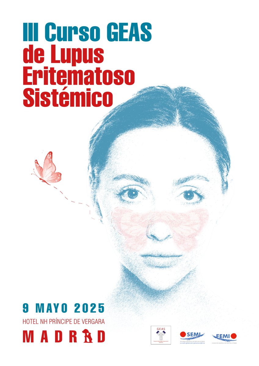 Sociedad Española de Medicina Interna (SEMI) (@sociedad_semi) on Twitter photo 📢 Hoy tendrá lugar en Madrid el III Curso del <a href="/gtgeassemi/">GT GEAS-SEMI</a> de Lupus Eritematoso Sistémico (LES).
🗓️ 9 de mayo de 2025
🔗Programa y toda la información:
fesemi.org/congresos/iii-…
#MedicinaInterna <a href="/UCAMIraras/">Salva García Morillo PhD. MD.</a> <a href="/DrGlezGarcia/">Andrés González</a> 📢 Hoy tendrá lugar en Madrid el III Curso del <a href="/gtgeassemi/">GT GEAS-SEMI</a> de Lupus Eritematoso Sistémico (LES).
🗓️ 9 de mayo de 2025
🔗Programa y toda la información:
fesemi.org/congresos/iii-…
#MedicinaInterna <a href="/UCAMIraras/">Salva García Morillo PhD. MD.</a> <a href="/DrGlezGarcia/">Andrés González</a>