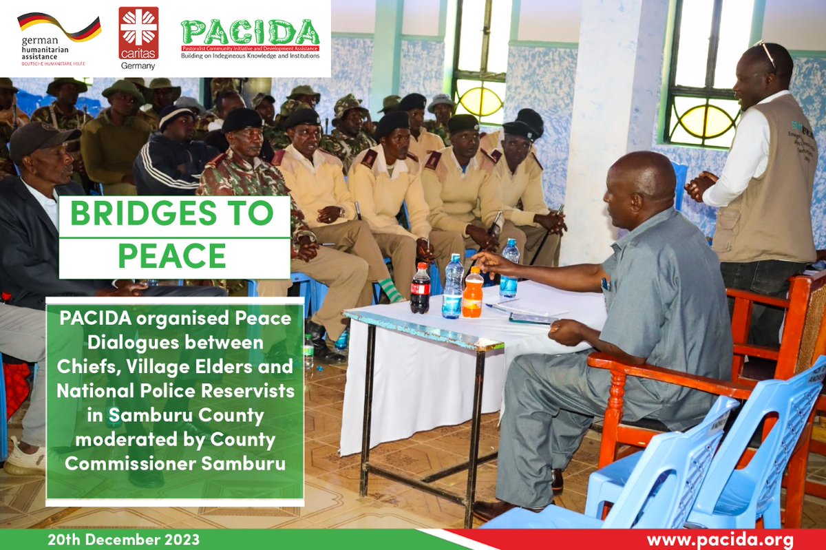 PEACE is a shared agenda.
PACIDA organised Peace Dialogues between Chiefs, Village Elders, &amp; National Police Reservists in Samburu County. This was under the Caritas Germany GFFO project, which aims to improve the well-being of disaster-affected communities.