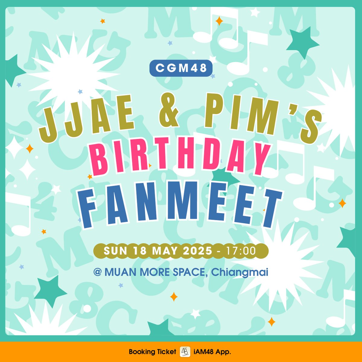 cgm48official's tweet photo. [🌟🥳] #CGM48_JjaeAndPimsBirthdayFanmeet

JJAE &amp; PIM'S BIRTHDAY FANMEET
@ MUAN MORE SPACE, Chiangmai
📆18 MAY 2025 (SUN) เวลา 17:00 น.

[MEMBER] Fahsai / Jjae / Kyla / Latin / Marmink / Nena / Pim / Ping / Punch

รายละเอียดเพิ่มเติมที่ FB : CGM48

#CGM48_FANMEET
#CGM48 https://t.co/i6bpmFKC6z