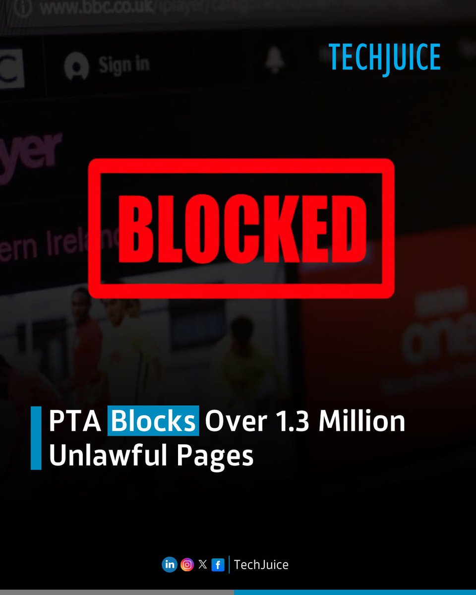 TechJuicePk's tweet image. Over 1.3 million URLs blocked by PTA!

The Pakistan Telecommunication Authority (PTA) has blocked more than 1.3 million unlawful URLs across websites, social media platforms, and apps.

#PTA #CyberRegulation #PakistanDigital #InternetSecurity #ContentModeration