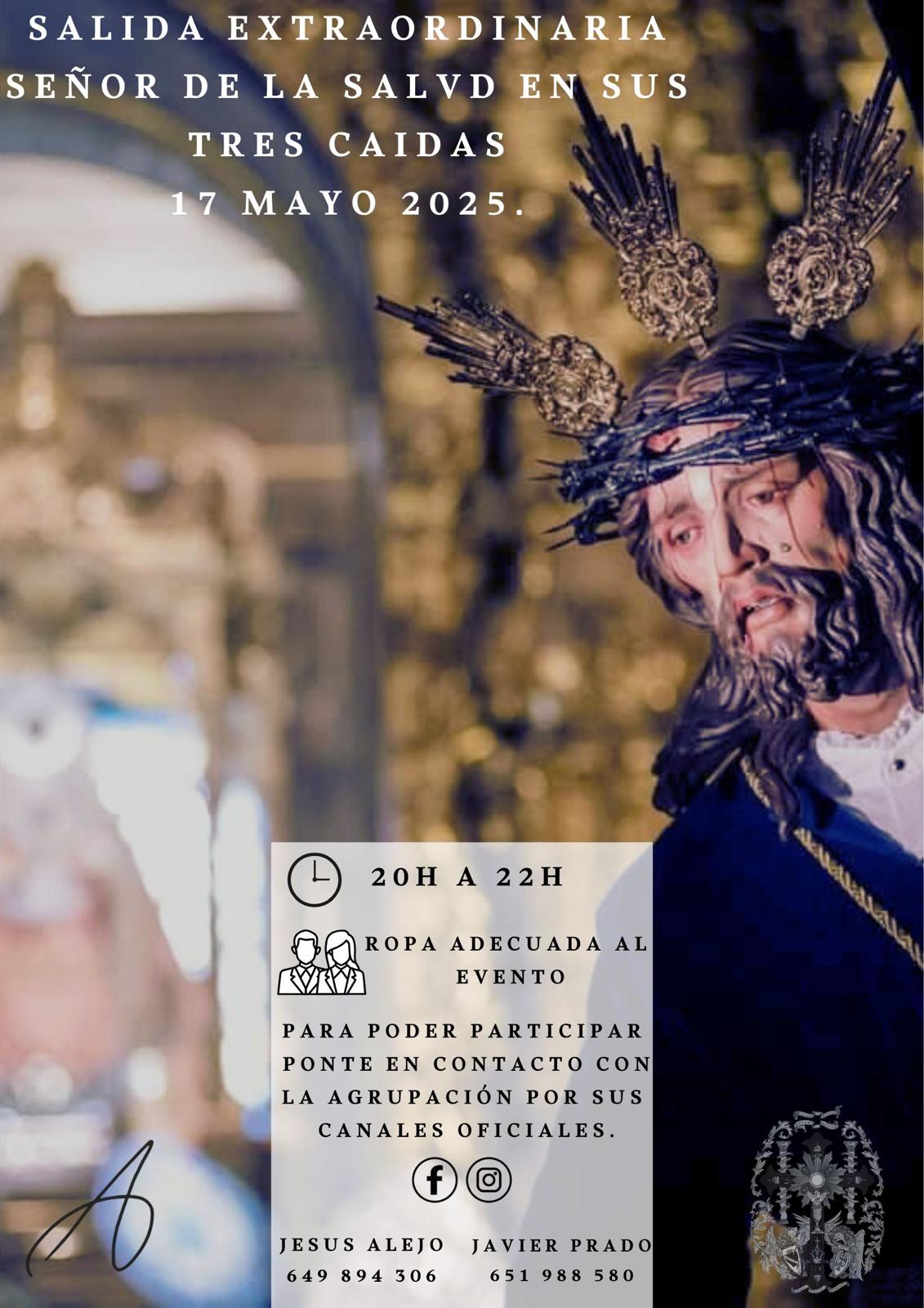 Horario e Itinerario Procesión Bienvenida Jesus de la Salud de las Tres Caídas. El Puerto de Santa María 17 de Mayo del 2025