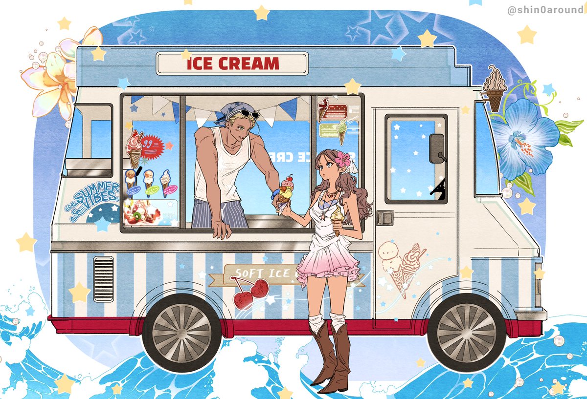 #RT🤍 #커미션 
🍨RT 추첨🍨 한분 그려드립니다!

🍨여름엔 아이스크림 트럭!🍨

🧊LD 고정틀 커미션
🧊1페어 6.5/ 의상 자유
🧊체형변경 가능!
🧊샘플이 없어 선착 두 분 할인가격으로 모십니다!

크레페>kre.pe/vhC7
공지,오픈카톡>posty.pe/5xajoe