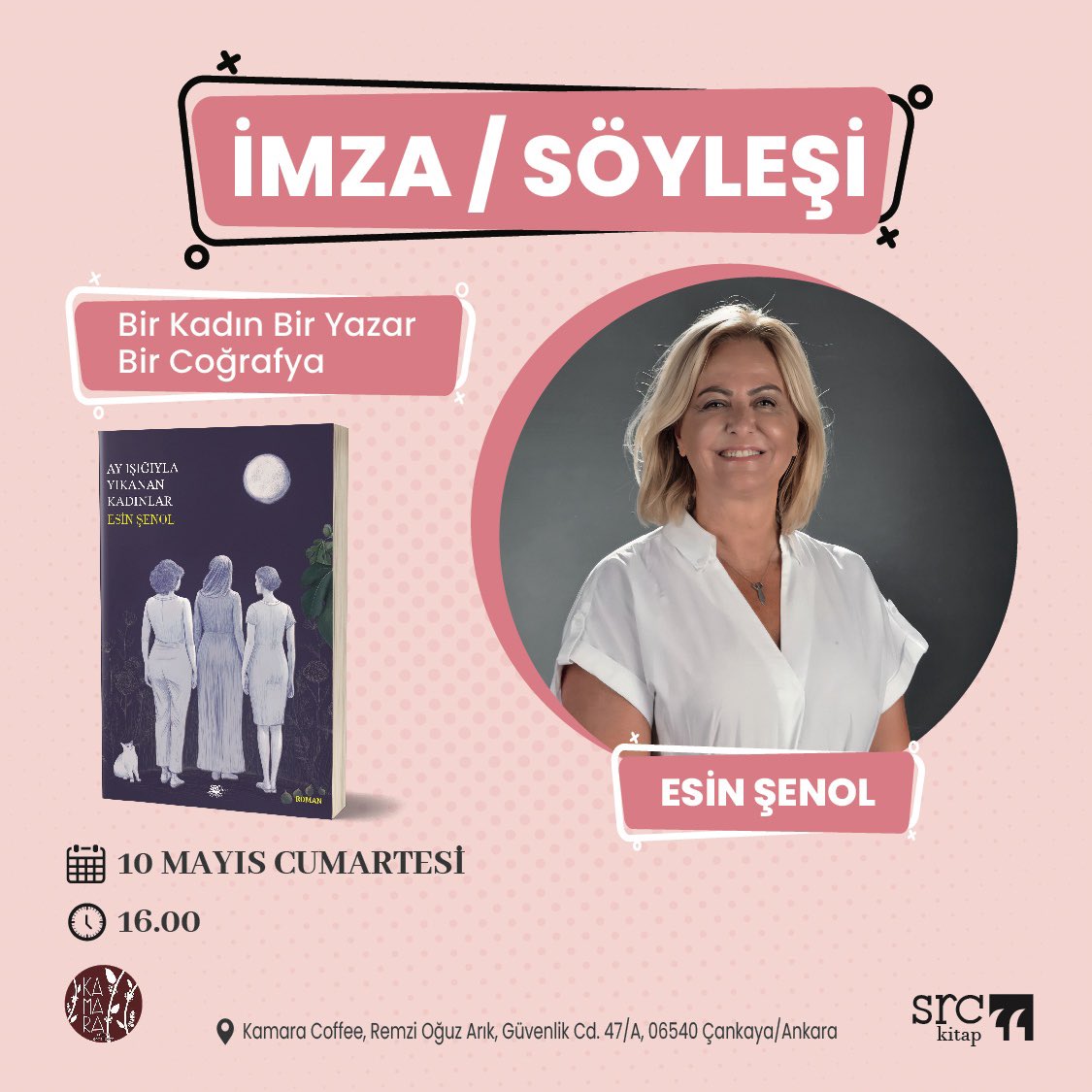 SRC Kitap (@srckitap) on Twitter photo Yazarımız Esin Şenol, Ankara’da okurlarıyla buluşuyor!
🗓️ 10 Mayıs Cumartesi
⏰ 16.00
📍Kamara Coffee / Ankara
<a href="/esenol/">Esin Davutoğlu Şenol</a>
#SRCkitap #ankara #esinşenol Yazarımız Esin Şenol, Ankara’da okurlarıyla buluşuyor!
🗓️ 10 Mayıs Cumartesi
⏰ 16.00
📍Kamara Coffee / Ankara
<a href="/esenol/">Esin Davutoğlu Şenol</a>
#SRCkitap #ankara #esinşenol
