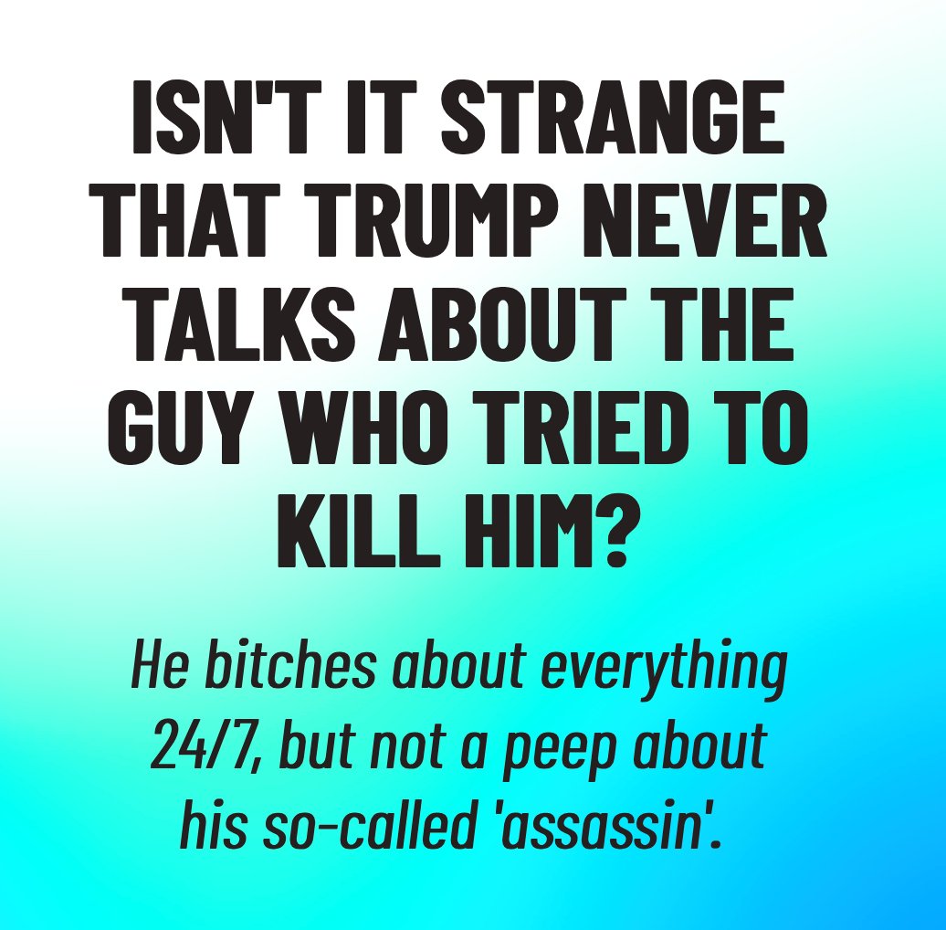 It's weird, because he still complains about Hillary Clinton and the 2020 election, but NOT the "assassin."

I wonder why.