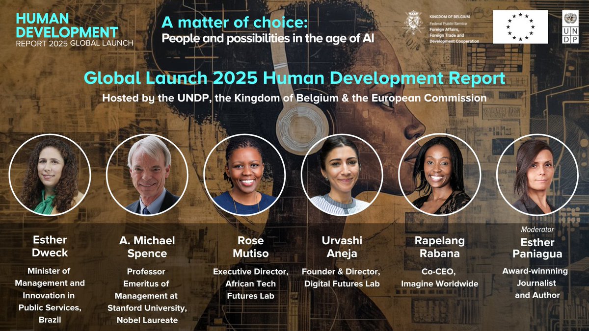 Human Development (@hdrundp) on Twitter photo In 1 HOUR!
Join us for the global launch of <a href="/UNDP/">UN Development</a>'s NEW #HDR2025, featuring <a href="/ASteiner/">Achim Steiner</a>, <a href="/prevotmaxime/">Maxime PREVOT</a>, <a href="/vonderleyen/">Ursula von der Leyen</a>, <a href="/RGrynspan/">Rebeca Grynspan</a> and many other leading experts for a conversation on how AI can advance human potential and well-being.
Watch LIVE: bit.ly/HDR2025Livestr… In 1 HOUR!
Join us for the global launch of <a href="/UNDP/">UN Development</a>'s NEW #HDR2025, featuring <a href="/ASteiner/">Achim Steiner</a>, <a href="/prevotmaxime/">Maxime PREVOT</a>, <a href="/vonderleyen/">Ursula von der Leyen</a>, <a href="/RGrynspan/">Rebeca Grynspan</a> and many other leading experts for a conversation on how AI can advance human potential and well-being.
Watch LIVE: bit.ly/HDR2025Livestr…