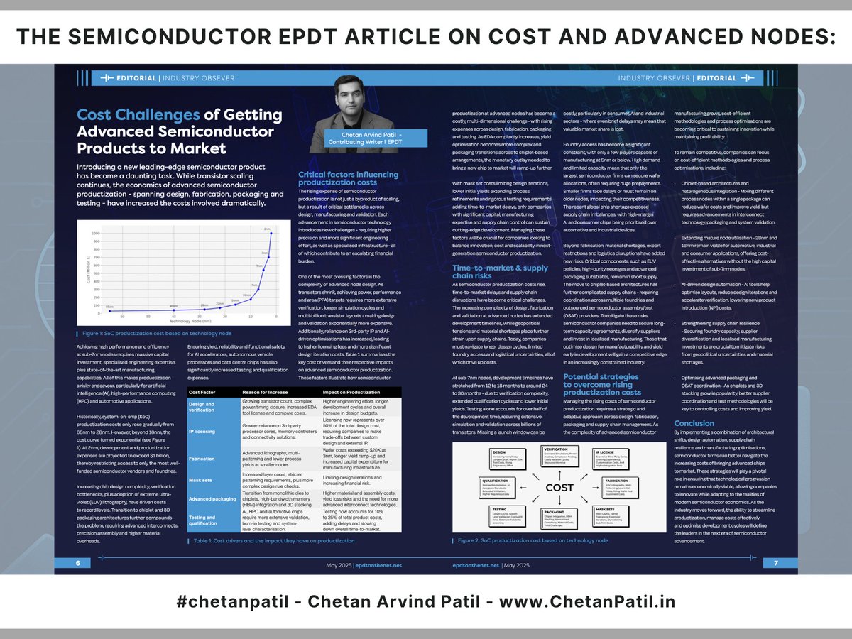 #Technology #Thread #Semiconductor #Manufacturing #Cost

The Semiconductor EPDT Article On Cost And Advanced Nodes: 

1/ - Published In Electronic Product Design And Test (<a href="/EPDTNEWS/">EPDT</a>), May 2025 Edition, My Latest Article Breaks Down The Rising Cost Of Bringing Advanced