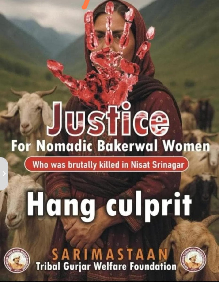 Kashmir ke Srinagar mai Nomad Gujri par Hue Sexual Assult and murder pr yha ki sarkar khamosh hai. Mai Apni #Gurjar biradri se aage aane ki appeal krta hu. J&amp;k ke Gujru pr harrooz naya zulm horha hai. 
#murder #Srin
<a href="/ajeetbharti/">Ajeet Bharti</a> 
<a href="/GurjarOf_India/">Gurjar Of India</a> 
<a href="/IndrajGurjarinc/">Indraj Gurjar</a> 
<a href="/HansrajMeena/">Hansraj Meena</a>