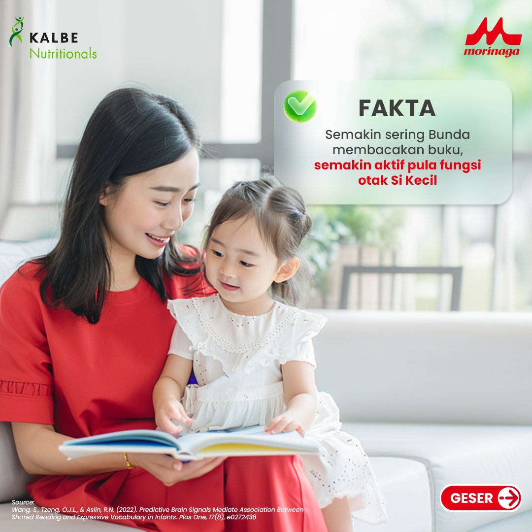 MorinagaID's tweet photo. Membaca menjadi aktivitas penting untuk daya tangkap &amp; daya ingat Si Kecil. Selain memberi stimulasi untuk kecerdasan, penuhi juga nutrisinya dengan Morinaga Gold Geniupro 💡

Hal apa lagi yang Bunda lakukan untuk meningkatkan daya tangkap &amp; daya ingat Si Kecil? 

#MorinagaGold https://t.co/SrZ1KXOGBO