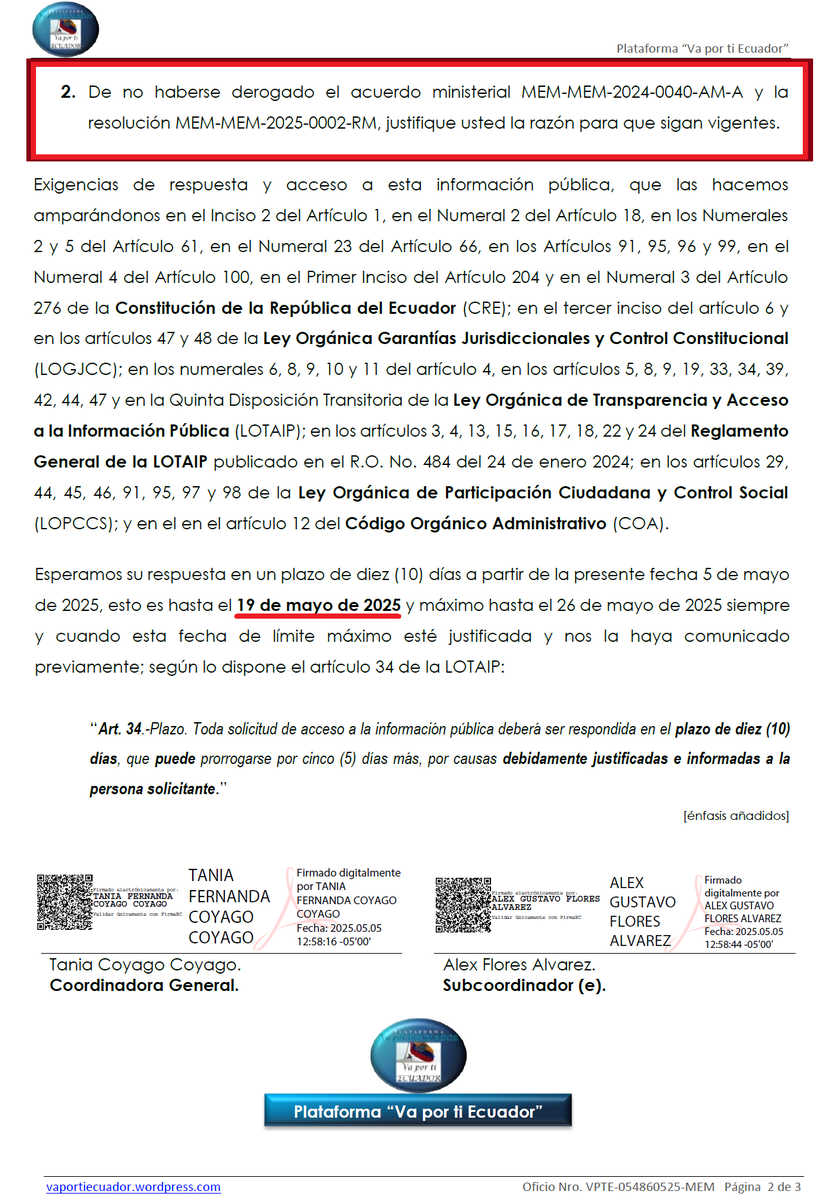PlataformaVPTE's tweet photo. 🧵2/2
Así que, hasta que oficialmente no nos dé el acuerdo ministerial que anule el AM-40 y RS-02 en la PRIVATIZACIÓN del Campo #Sacha no podemos cantar victoria aún.
Por esto exigimos por SEXTA VEZ al "ministro" (S) Ferreira nos dé ese documento.
PDF⤵️
https://t.co/VHKj14CJYQ https://t.co/UbLGCFNAGz