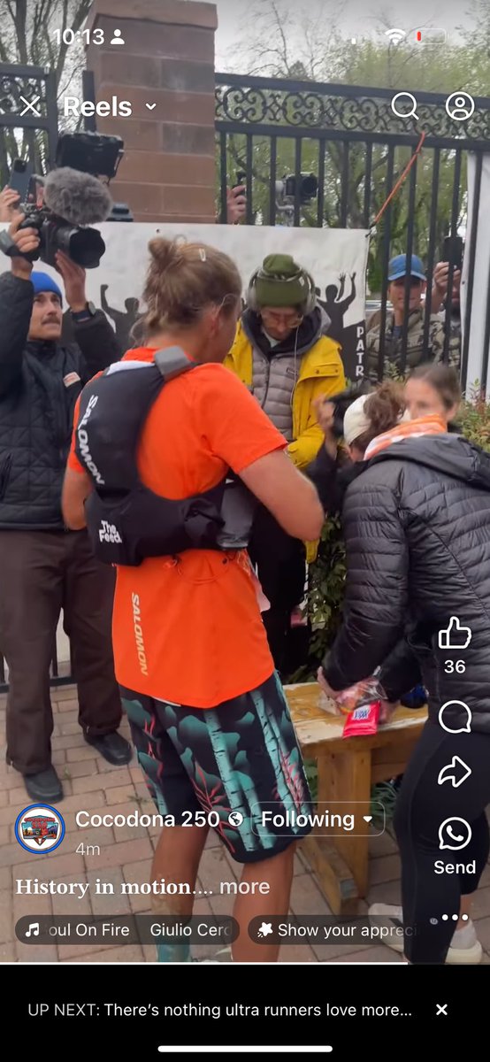 UNREAL 

#Cocodona250 update 

From their FB page ⏬😳🔥

𝐇𝐢𝐬𝐭𝐨𝐫𝐲 𝐢𝐧 𝐦𝐨𝐭𝐢𝐨𝐧.

Courtney Dauwalter arrived at Whiskey Row, Mile 77.2, as the ᴏᴠᴇʀᴀʟʟ Cocodona 250 race leader — and the energy was unreal.

The fanfare in downtown Prescott was something we have