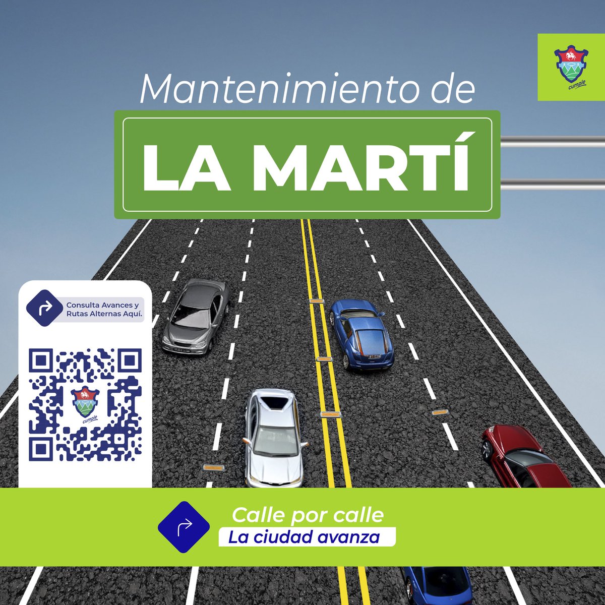 RQuinonezL's tweet photo. Plan de Mantenimiento de Ciudad: La Martí será renovada por completo

Después de avanzar con la modernización de vías como la Roosevelt, Aguilar Batres, Atanasio y San Juan, ahora damos respuesta a una de las demandas ciudadanas más urgentes: intervenir integralmente la Martí, una arteria clave para la movilidad en nuestra ciudad.

A partir de la segunda quincena de mayo, comenzarán los trabajos de renovación de esta importante vía. El proyecto se desarrollará por etapas, con jornadas extendidas de día y de noche, y una planificación técnica diseñada para reducir al mínimo las afectaciones al tránsito.

Sabemos que se presentarán cambios temporales en la circulación, como desvíos o rutas alternas, pero esta intervención es clave para mejorar la seguridad vial, agilizar los desplazamientos y optimizar el funcionamiento de la red vial.

👉 En el siguiente enlace podrá consultar el detalle del proyecto, las rutas alternas para vehículos livianos y transporte público, y conocer las vías que permanecerán habilitadas para dar prioridad al transporte pesado:

https://t.co/6zyZfxLtsl

#LaMartí #PlanDeCiudad #UnLugarQueAvanza