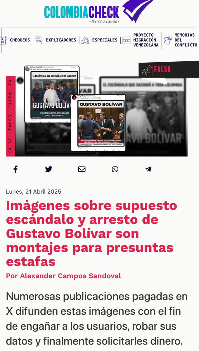 Estas noticias falsas hacen mucho daño. Pagan promoción desde cuentas verificadas.
Hay gente que las cree, incluso un hermano, me llamó a preguntar si necesito un abogado. 
Les ruego difundir que es mentira. Nunca he estado en juicio ni investigado por delito alguno. 
Gracias
