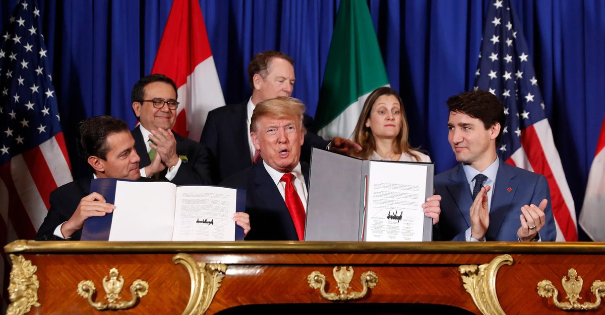 Reminder that we are currently in a trade war with Canada and Mexico because the 47th President hates the trade deal that the 45th President negotiated and signed.