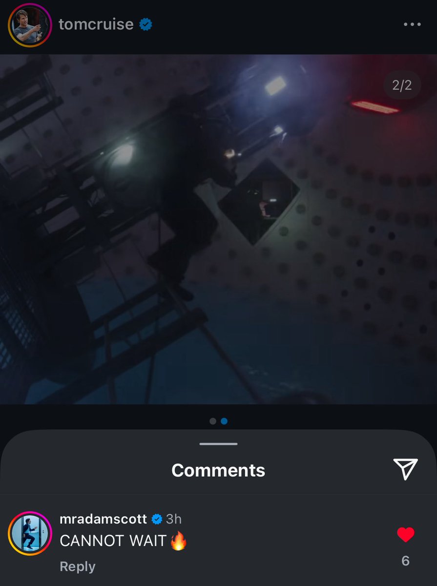 Has got himself tom cruise running his pfp and is commenting his excitement. A real cruise head.