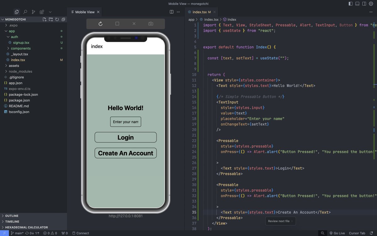 imovzn_'s tweet photo. Day 2: Of making learning/working on building a tamagotchi themed expo app. #tamagotchi #expo #react-native #react #buildinpublic #programming https://t.co/pYoZD7b3GE