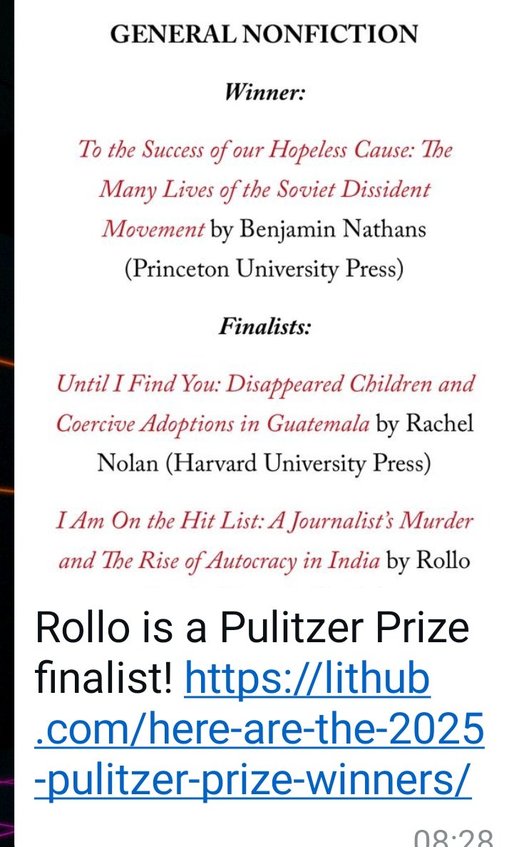 karthikavk's tweet image. News--this brilliant book is a Pulitzer Prize finalist! Congratulations #RolloRomig and his editor @ajithags at @ContextIndia @WestlandBooks. We&apos;ll be celebrating!