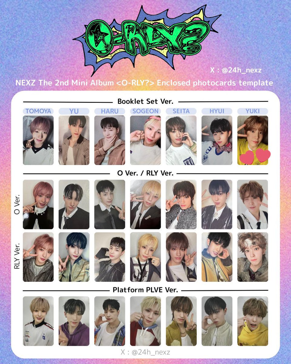 NEXZ O-RLY? トレカ 交換

譲　booklet set ver  ハル、ソゴン
　　HMV特典　トモヤ、ユウ
　　(RLY ver  ポスター　トモヤ)

求　booklet set ver  ユウキ
　　HMV  ユウキ＞ソゴン
　　(ポスター　ユウキ)

郵送希望
リプまたはDMにてお声掛けください🍀

#NEXZ交換