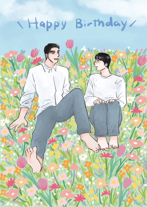 狂聡 「枯れた大地に君が咲かせた花」おまけ 「おじゃまします」 「来てくれたんや」 「言っとった通り温かくて綺麗でええ場所やなぁ」 「聡み君が咲かせてくれたんやで」