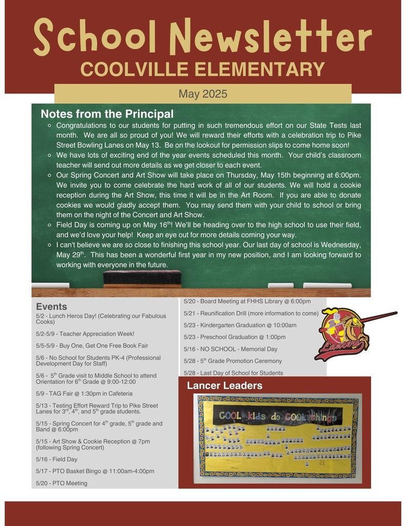 Check out our Coolville School news for May! Click the link if you are unable to view the image! 5il.co/3fc68