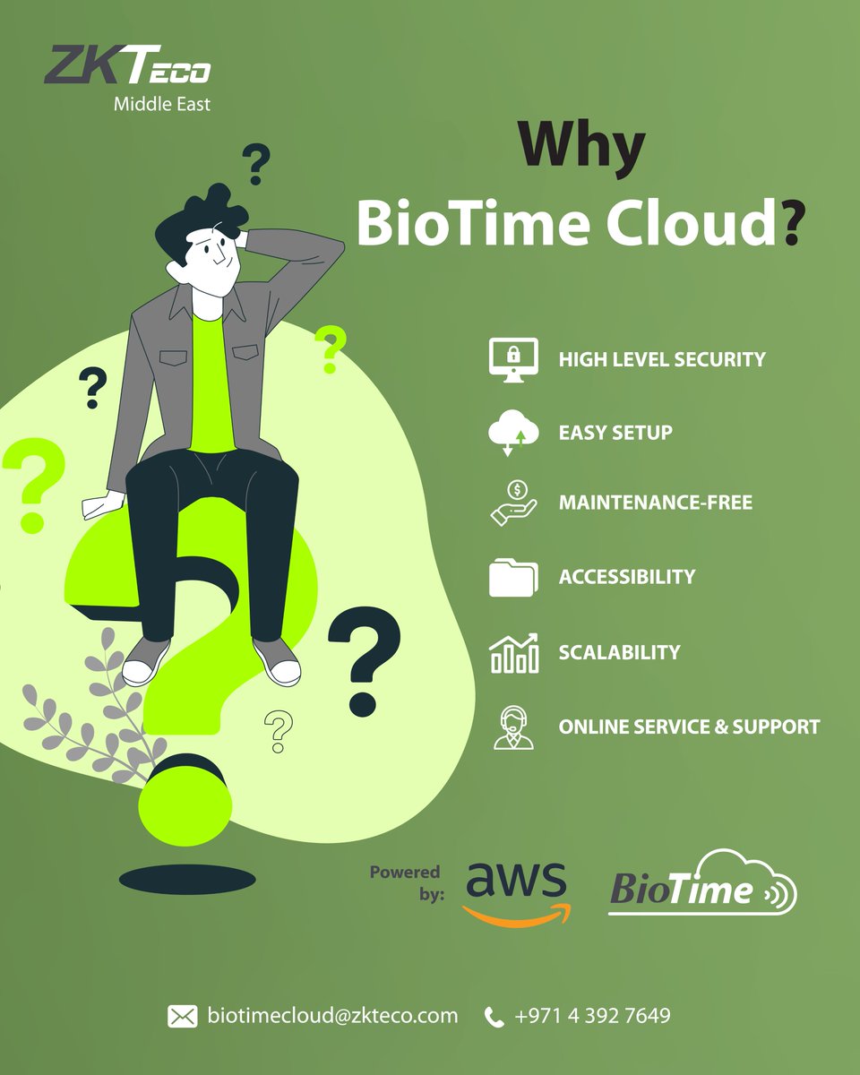 ZKTecoME's tweet image. 🔆WHY BioTimeCloud?🔆
BioTime Cloud is a High-Level Time and Attendance Solution with features such as:
✅No Credit Card required- 90-Day Free Trial!
Visit our website: zkteco.me/BioTime%20Cloud
Contact our team📩 zk_me@zkteco.com📞 (971) 04 392764
#biotimecloud #cloudsolution
